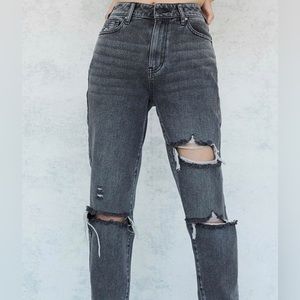 Pacsun High-Rise Ripped Mom Jeans Distressed Gray 27 #0106